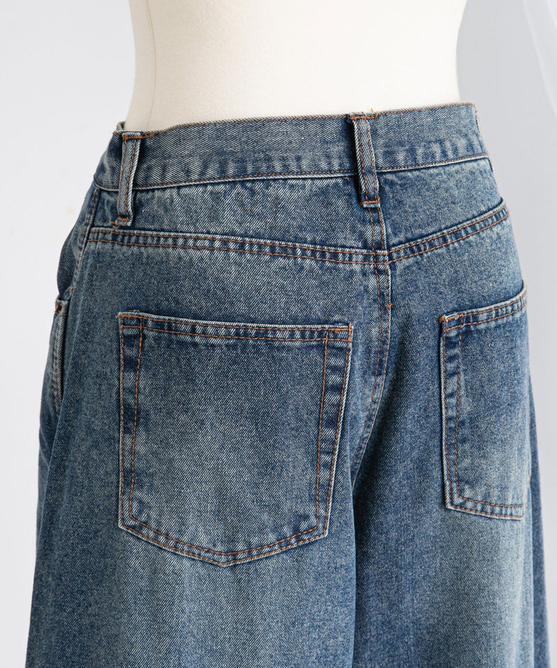 バレルレッグシンプデニムパンツ