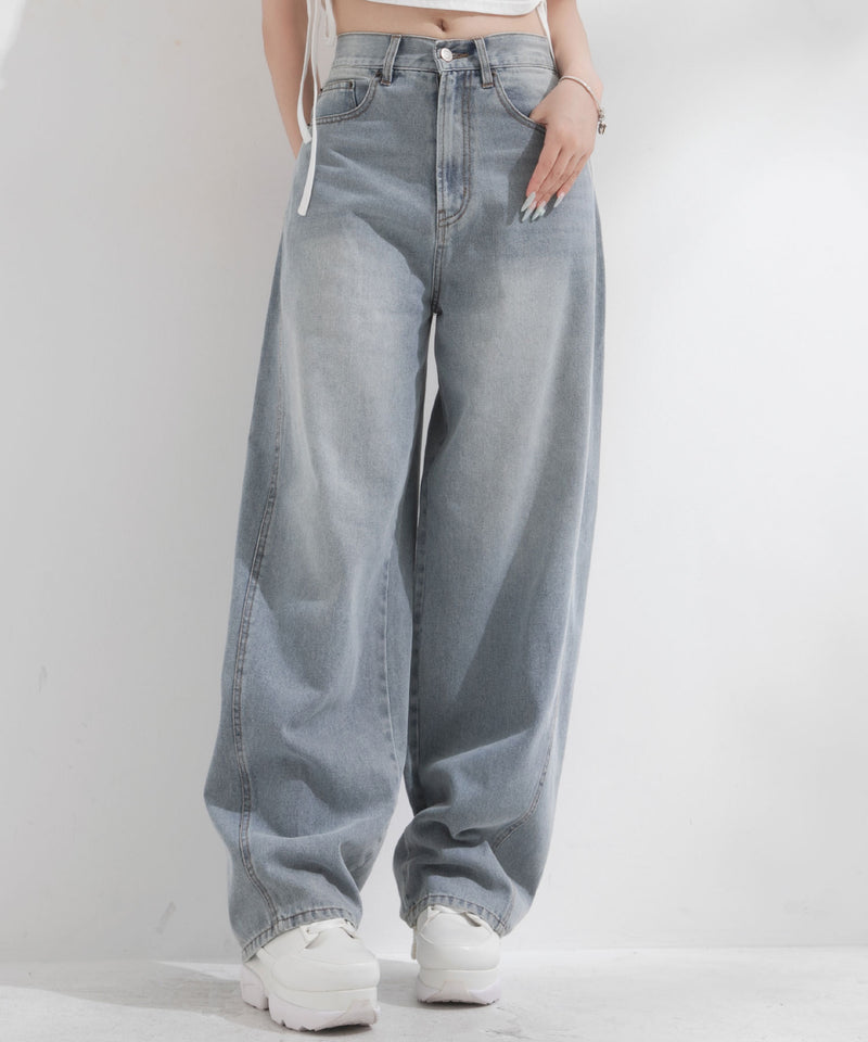 バレルレッグシンプデニムパンツ