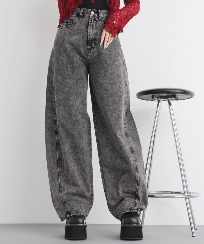 バレルレッグシンプデニムパンツ