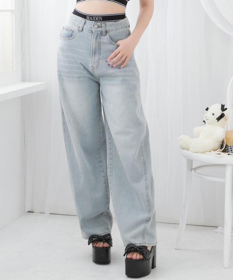 バレルレッグシンプデニムパンツ