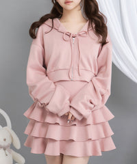 ティアードフリルミニキャミワンピ&パーカーセットアップ