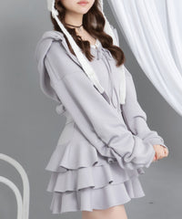 ティアードフリルミニキャミワンピ&パーカーセットアップ