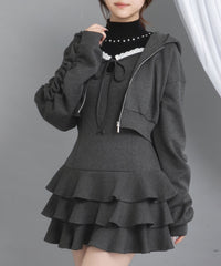 ティアードフリルミニキャミワンピ&パーカーセットアップ