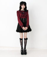 【予約　3/26発送】十字架クモレースセーラーフリル長袖ブラウス【SD】