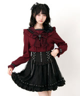 【予約　3/26発送】十字架クモレースセーラーフリル長袖ブラウス【SD】