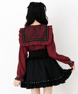 【予約　3/26発送】十字架クモレースセーラーフリル長袖ブラウス【SD】