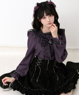 【予約　3/26発送】十字架クモレースセーラーフリル長袖ブラウス【SD】