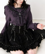 【予約　3/26発送】十字架クモレースセーラーフリル長袖ブラウス【SD】
