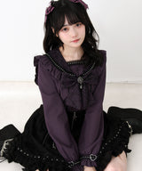 【予約　3/26発送】十字架クモレースセーラーフリル長袖ブラウス【SD】