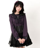 【予約　3/26発送】十字架クモレースセーラーフリル長袖ブラウス【SD】