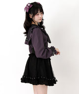 【予約　3/26発送】十字架クモレースセーラーフリル長袖ブラウス【SD】