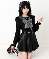 【予約　3/26発送】十字架クモレースセーラーフリル長袖ブラウス【SD】