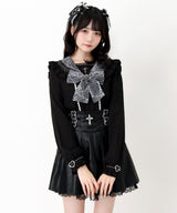 【予約　3/26発送】十字架クモレースセーラーフリル長袖ブラウス【SD】
