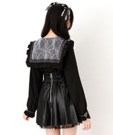 【予約　3/26発送】十字架クモレースセーラーフリル長袖ブラウス【SD】