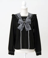 【予約　3/26発送】十字架クモレースセーラーフリル長袖ブラウス【SD】