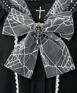 【予約　3/26発送】十字架クモレースセーラーフリル長袖ブラウス【SD】