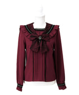 【予約　3/26発送】十字架クモレースセーラーフリル長袖ブラウス【SD】