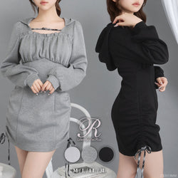 ヨークギャザーフードミニワンピース