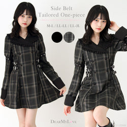 サイドベルトテーラードワンピース