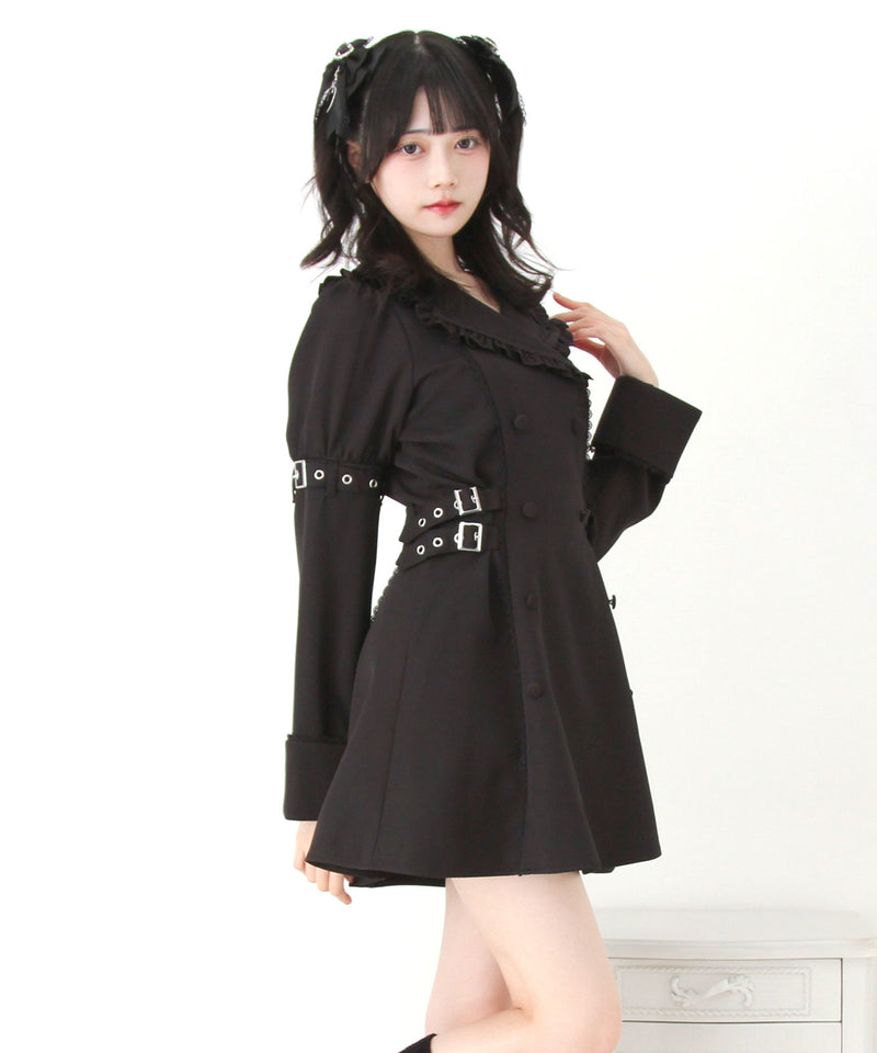 【予約　11/21発送】サイドベルトテーラードワンピース