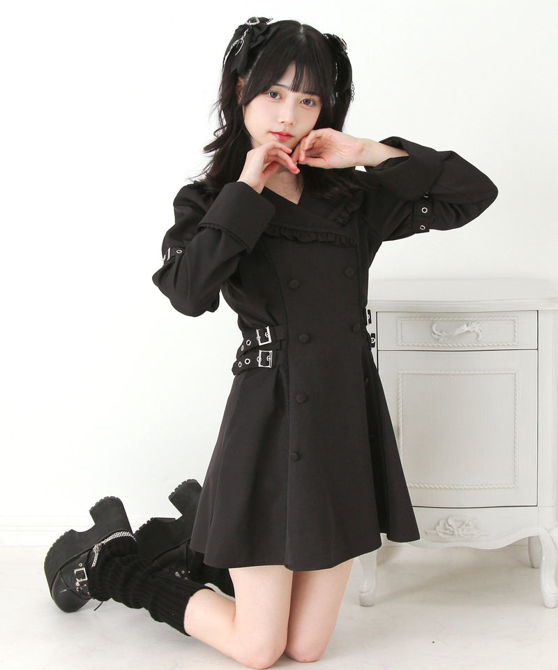 【予約　11/21発送】サイドベルトテーラードワンピース