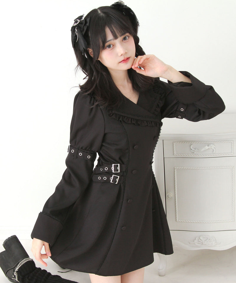 【予約　11/21発送】サイドベルトテーラードワンピース