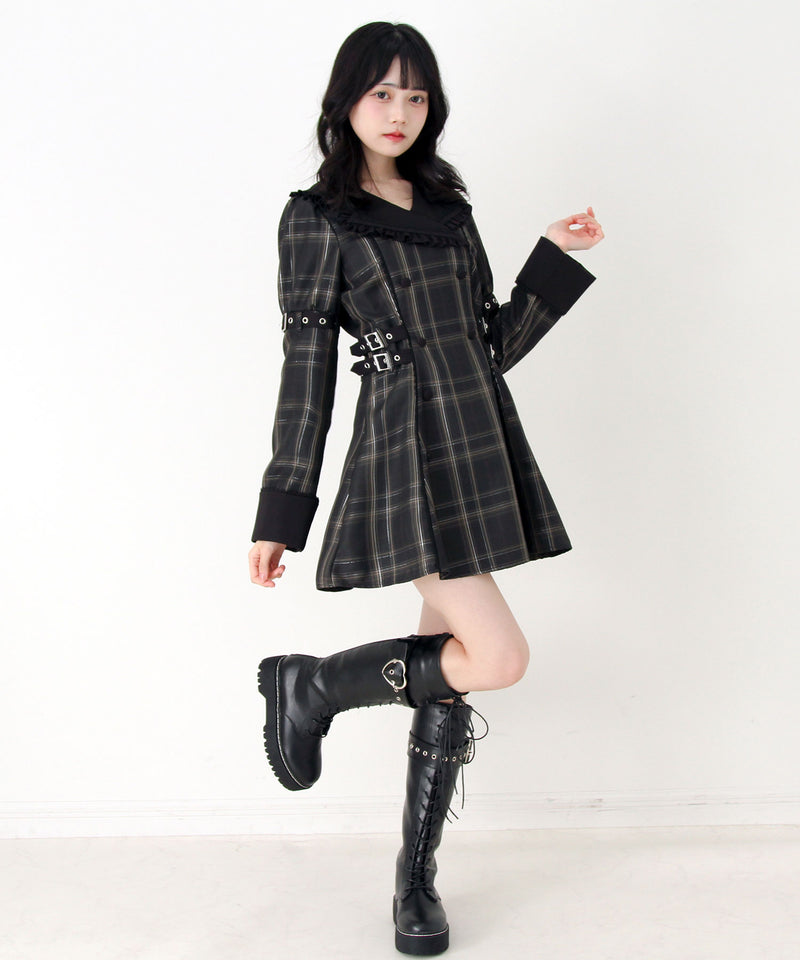 【予約　11/21発送】サイドベルトテーラードワンピース