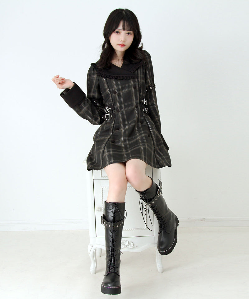 【予約　11/21発送】サイドベルトテーラードワンピース