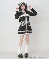 【予約　01/15発送】姫系うさ耳レースフリルハートポケットパーカーワンピース