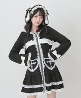 【予約　01/15発送】姫系うさ耳レースフリルハートポケットパーカーワンピース