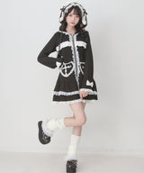 【予約　01/15発送】姫系うさ耳レースフリルハートポケットパーカーワンピース