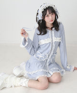 【予約　01/15発送】姫系うさ耳レースフリルハートポケットパーカーワンピース