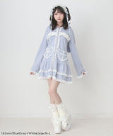 【予約　01/15発送】姫系うさ耳レースフリルハートポケットパーカーワンピース