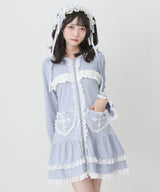 【予約　01/15発送】姫系うさ耳レースフリルハートポケットパーカーワンピース