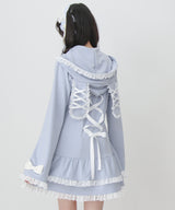 【予約　01/15発送】姫系うさ耳レースフリルハートポケットパーカーワンピース