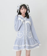 【予約　01/15発送】姫系うさ耳レースフリルハートポケットパーカーワンピース