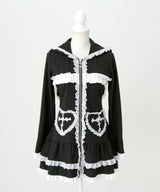 【予約　01/15発送】姫系うさ耳レースフリルハートポケットパーカーワンピース