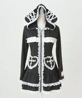 【予約　01/15発送】姫系うさ耳レースフリルハートポケットパーカーワンピース