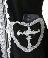 【予約　01/15発送】姫系うさ耳レースフリルハートポケットパーカーワンピース