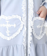 【予約　01/15発送】姫系うさ耳レースフリルハートポケットパーカーワンピース