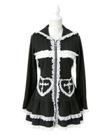 【予約　01/15発送】姫系うさ耳レースフリルハートポケットパーカーワンピース