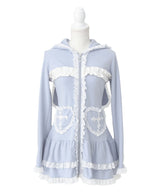 【予約　01/15発送】姫系うさ耳レースフリルハートポケットパーカーワンピース