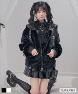【予約　10/29発送】十字架スタッズ刺しゅうレザーセーラー襟ショートファーブルゾン