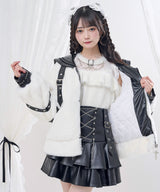 【予約　10/29発送】十字架スタッズ刺しゅうレザーセーラー襟ショートファーブルゾン