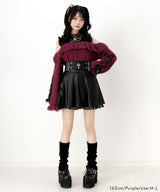 【予約　12/19発送】十字架チョーカー風チェーンレースフリルオフショルダーニットトップス