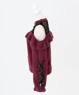 【予約　12/19発送】十字架チョーカー風チェーンレースフリルオフショルダーニットトップス