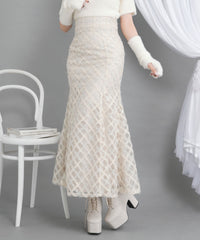 ラメツイードチェックマーメイドスカート
