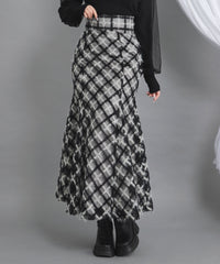 ラメツイードチェックマーメイドスカート