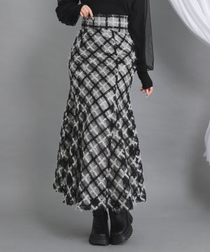 ラメツイードチェックマーメイドスカート