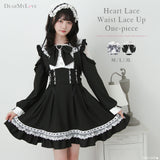 【予約　02/16発送】ハートレースウエストレースアップフリルワンピース